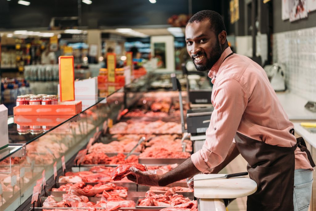 Grocery store Butcher section for Halal meat