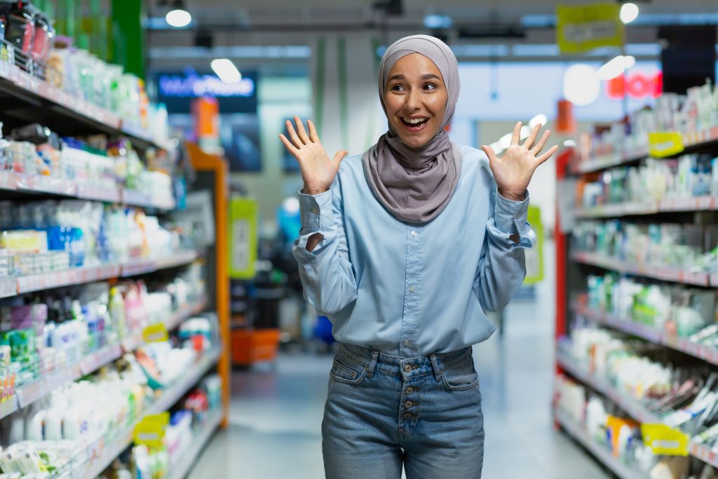 A young Muslim girl shopping