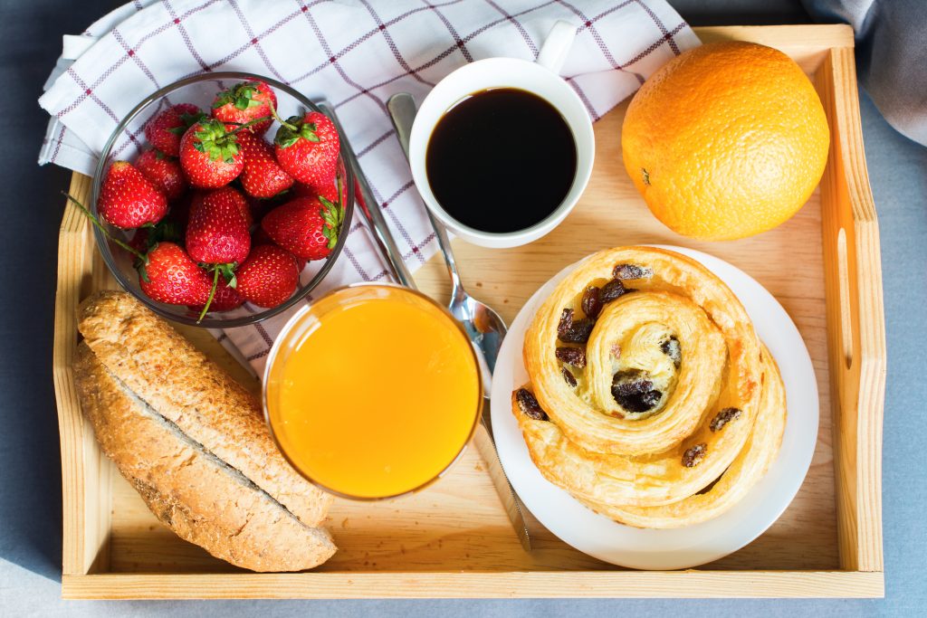 Morning breakfast in bed. 