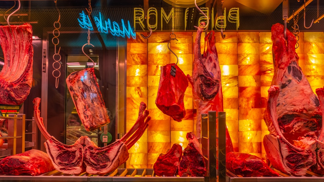Prepared meat products displayed at a butcher counter