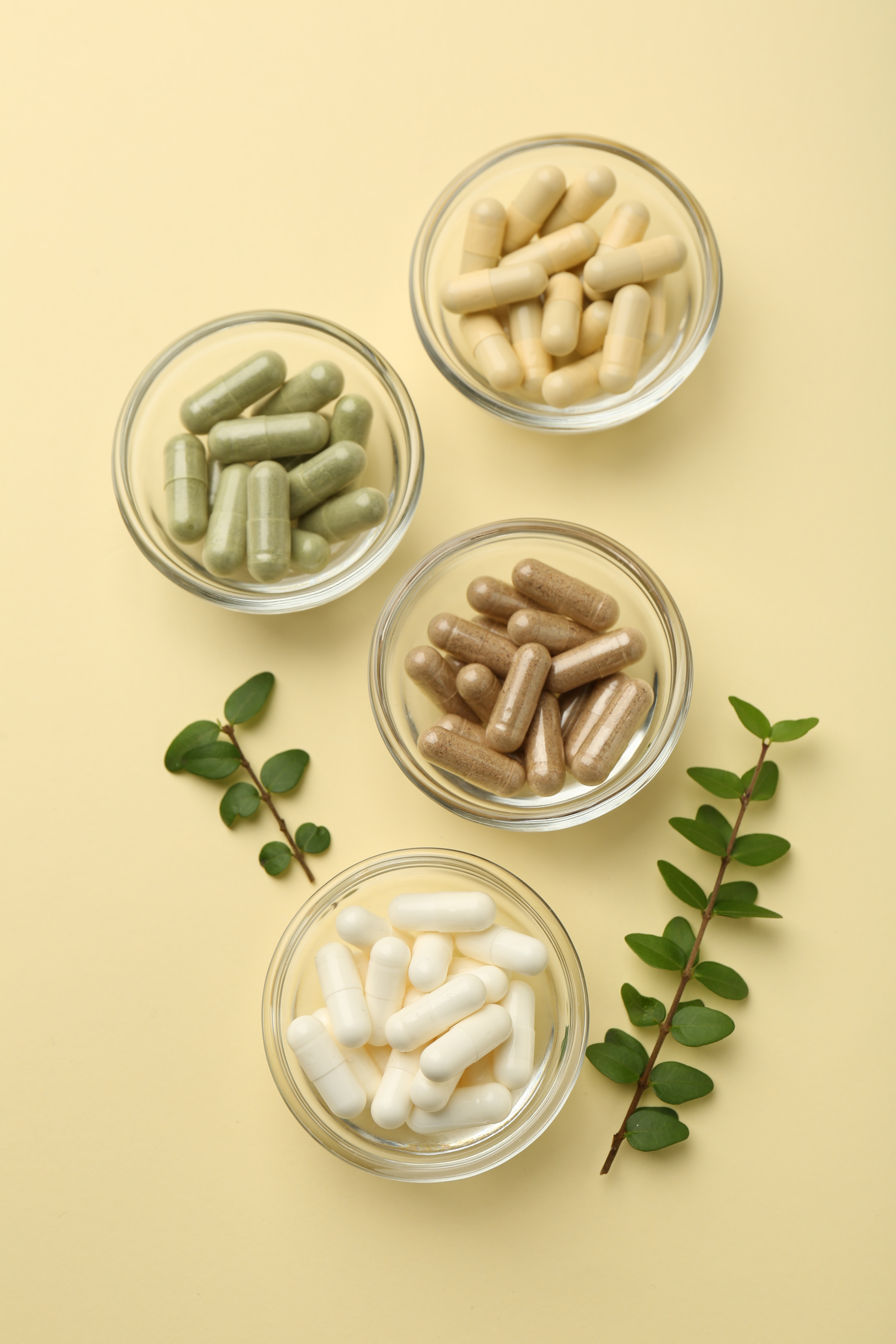 Assorted supplement capsules showing different capsule forms