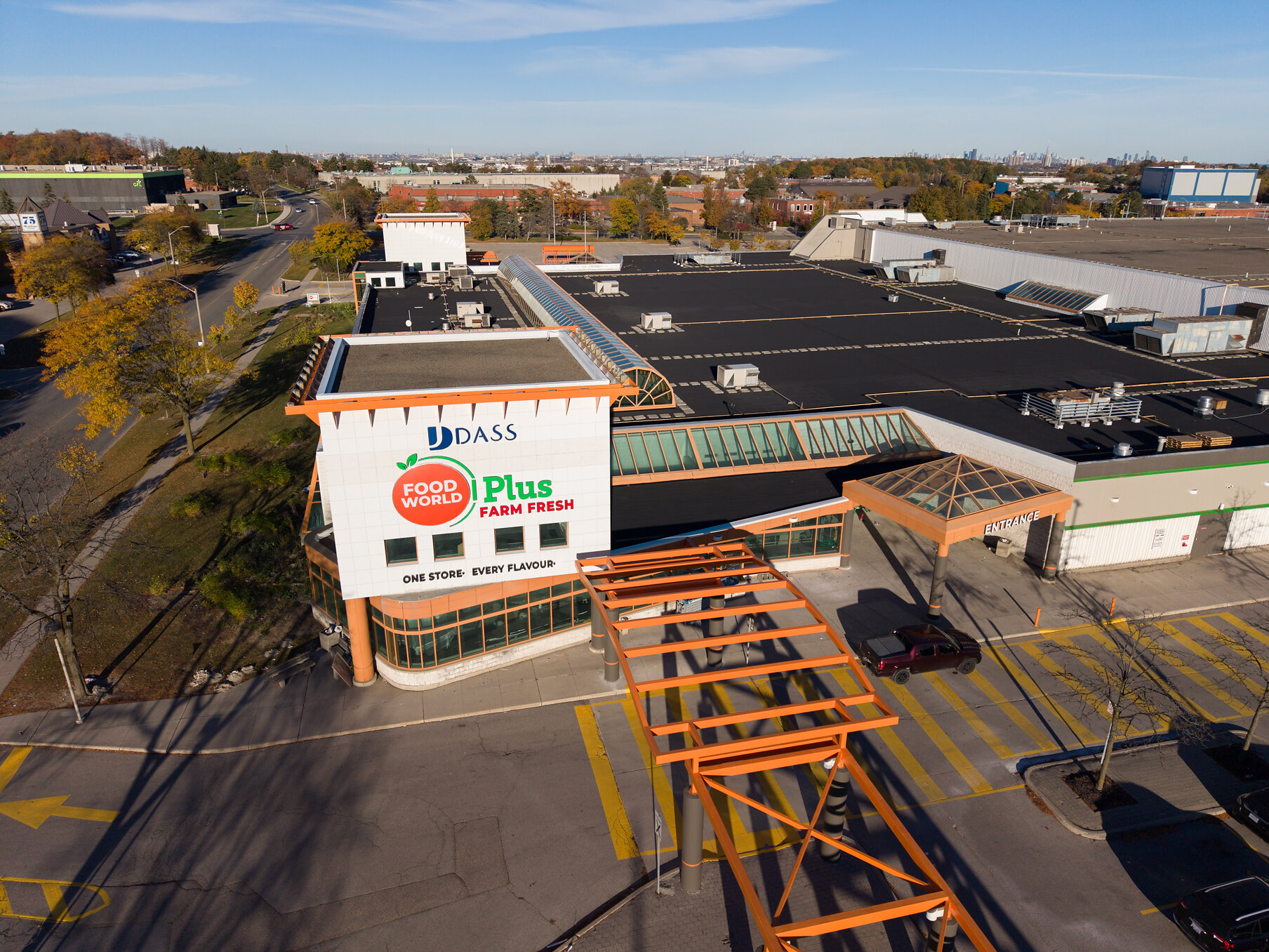 Food World Plus supermarket exterior at 50 Matheson Boulevard East in Mississauga
